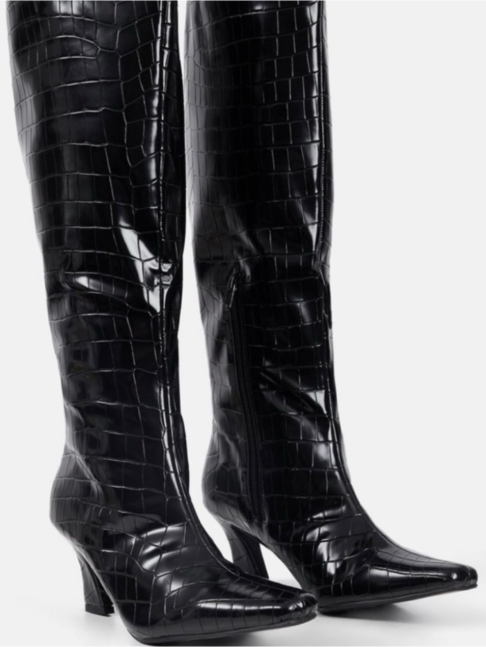 Croc Knee High Black, Elsa Hosk drop, size 8/41